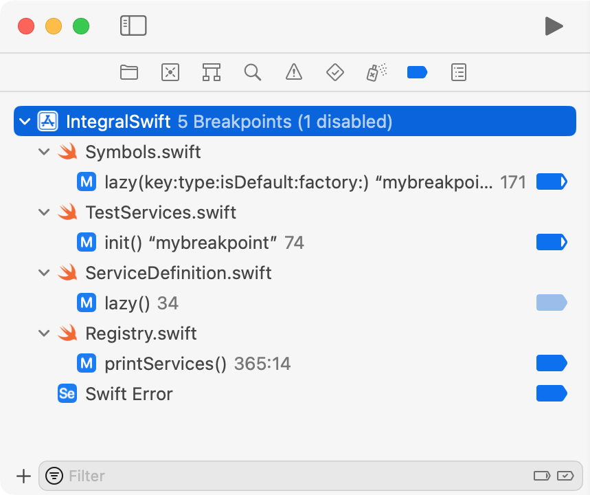 Navigator (Breakpoints) Navigator (Breakpoints)