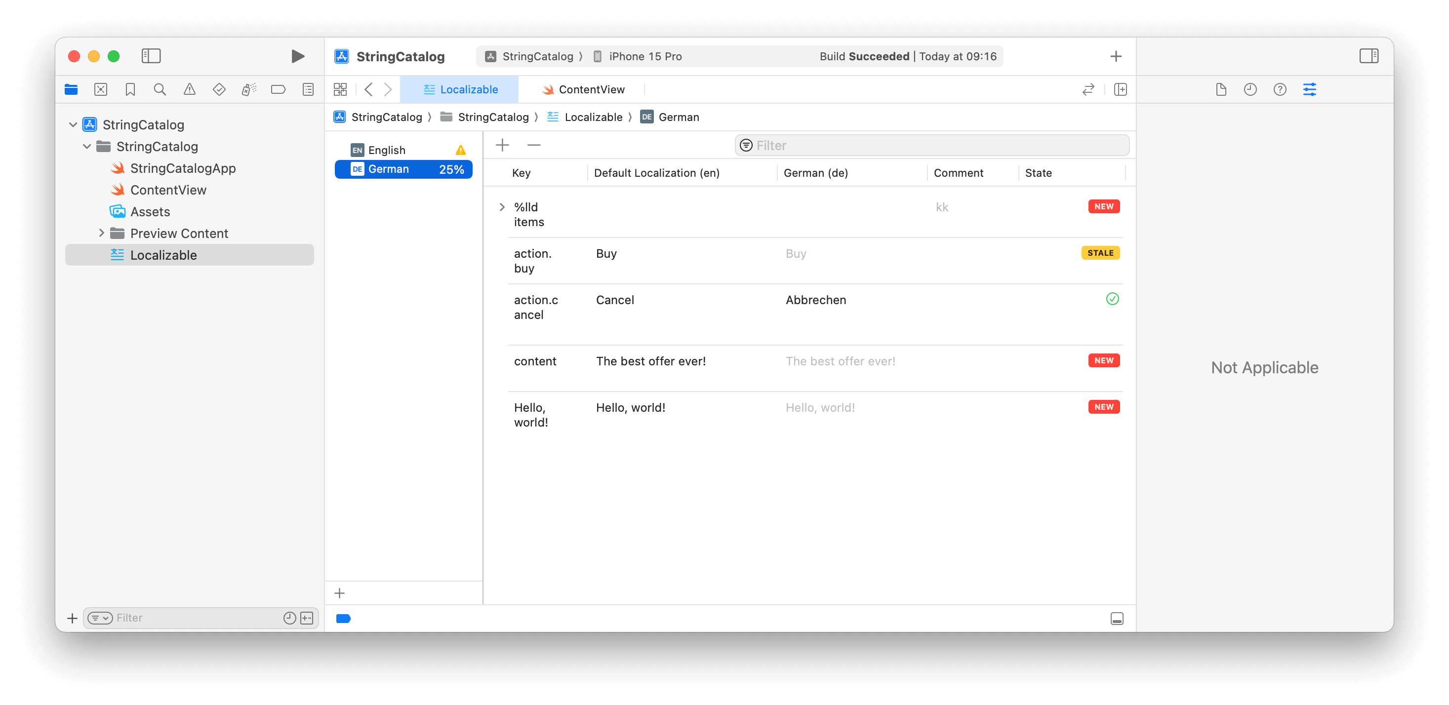 Reviewing String Catalogs